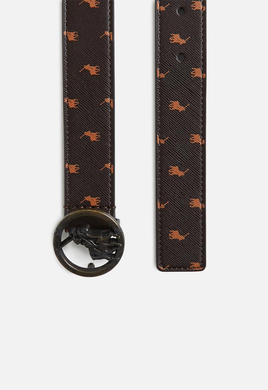 POLO - Sophie classic coated leather belt - brown