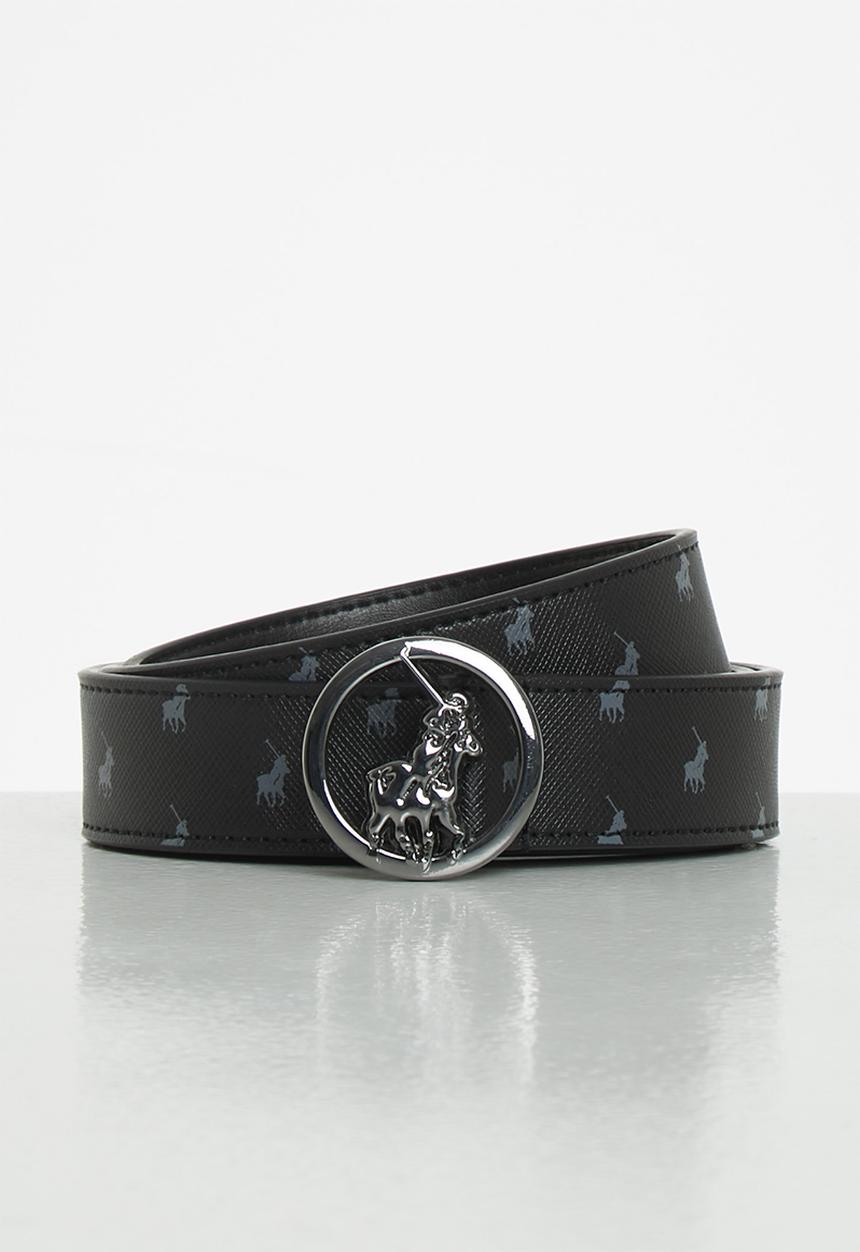 POLO - Sophie classic coated leather belt - black
