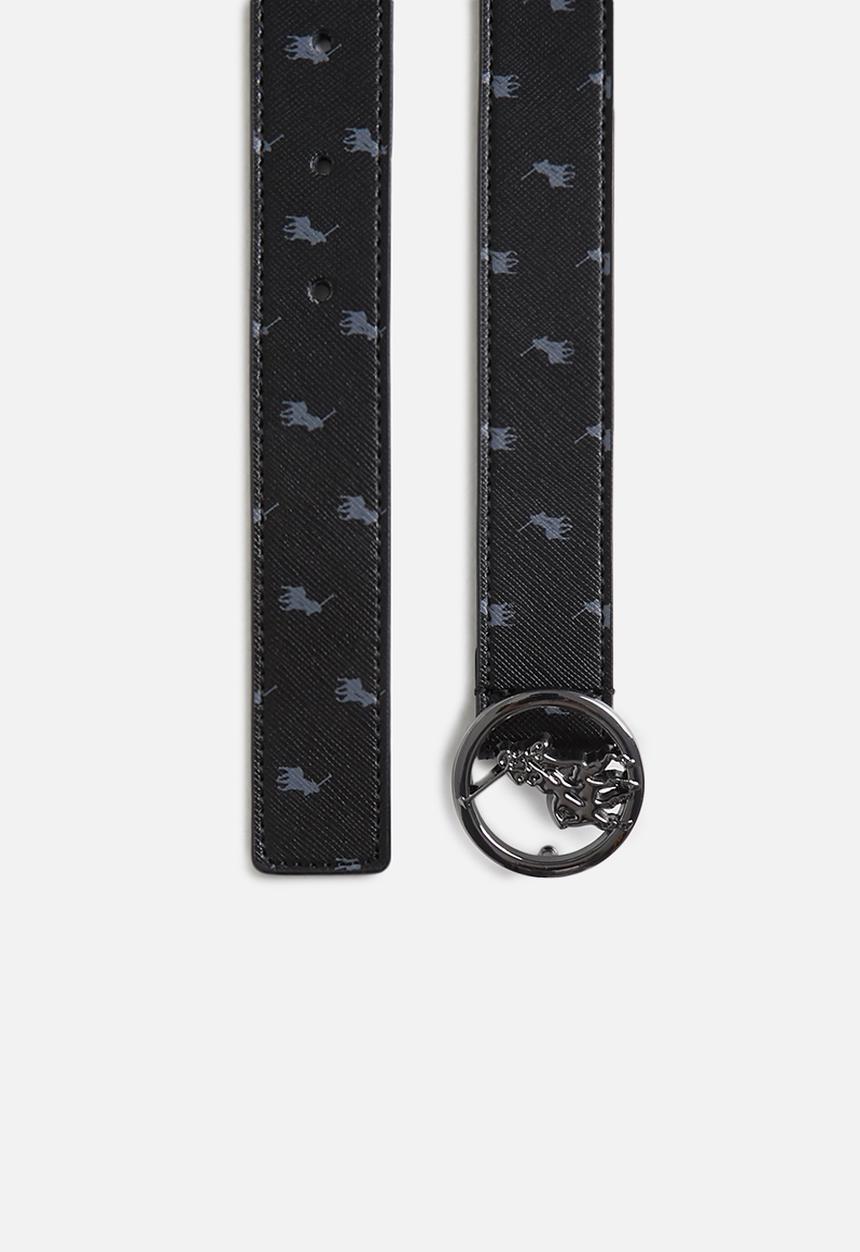 POLO - Sophie classic coated leather belt - black