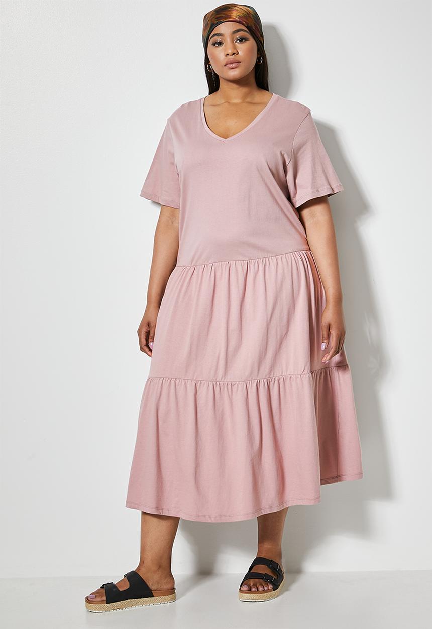 Superbalist - V-neck tiered midi dress - bark