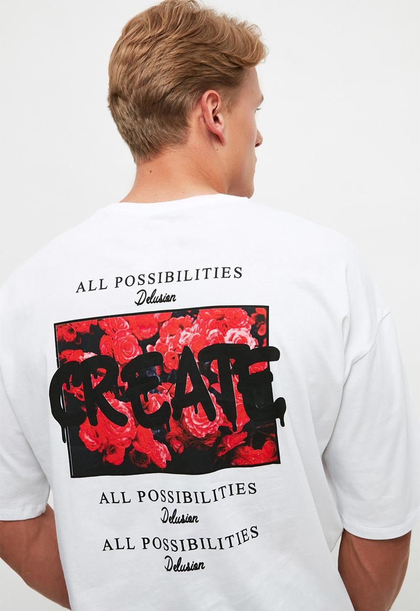 Trendyol - Create printed short sleeve tee - white