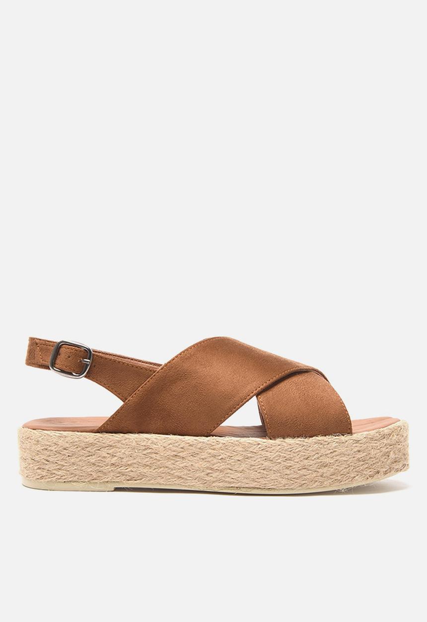 Trendyol - Cross strap flatform espadrille sandal - tobacco
