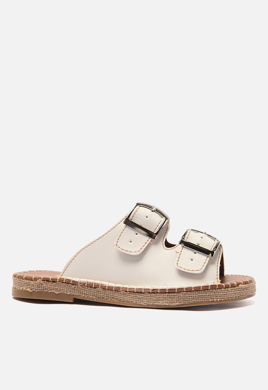 Trendyol - Double buckle espadrille slide - white