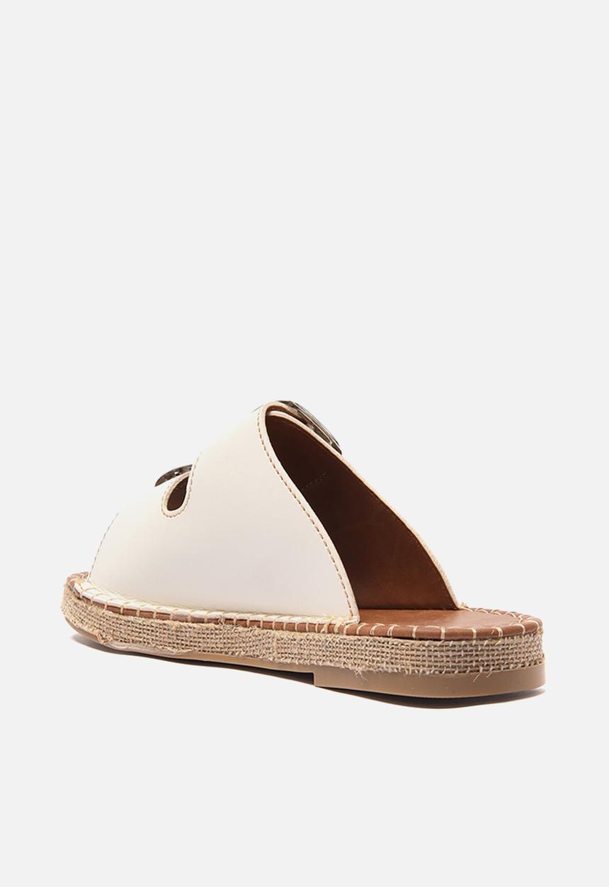 Trendyol - Double buckle espadrille slide - white