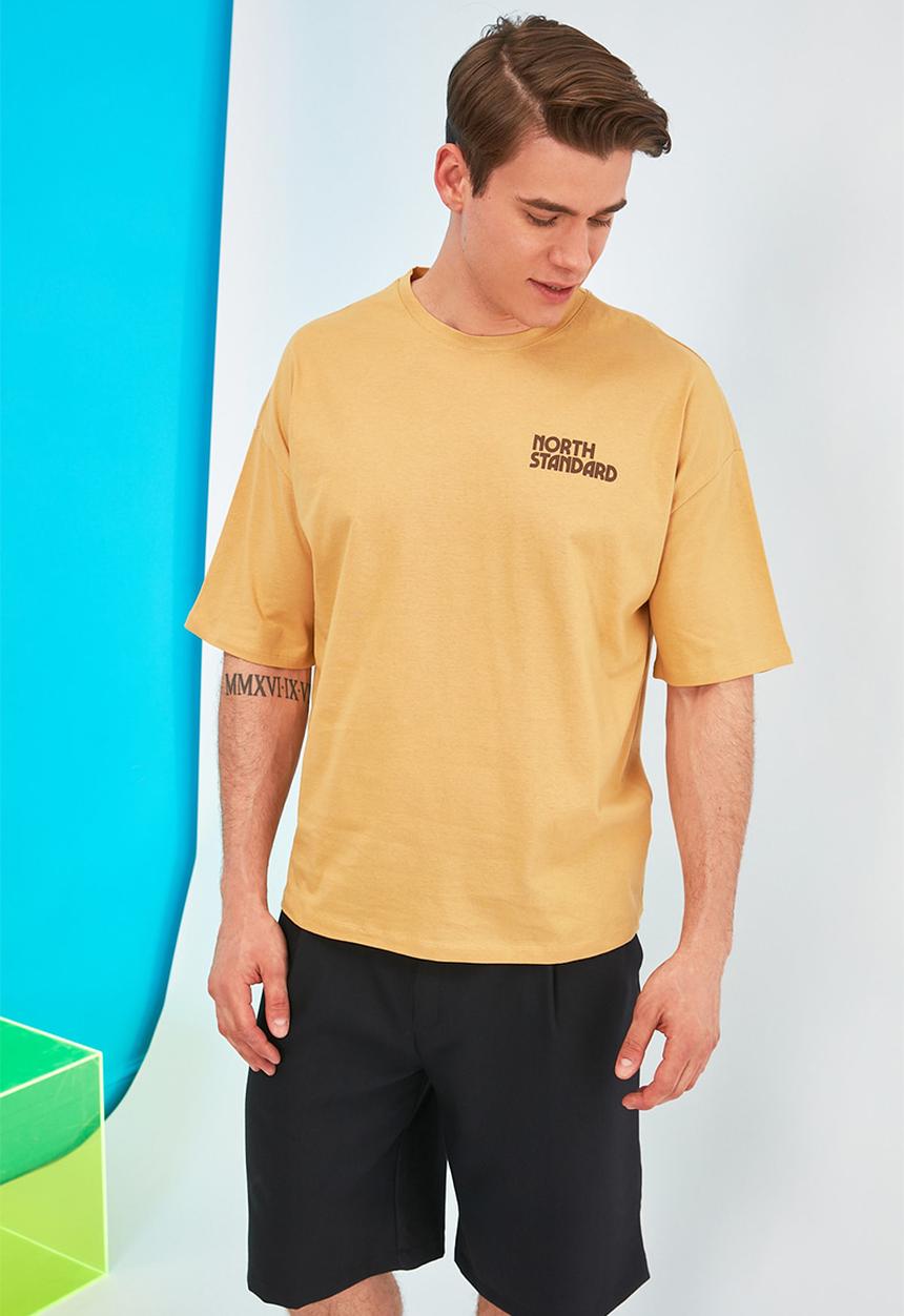 Trendyol - North standard printed short sleeve tee - mustard