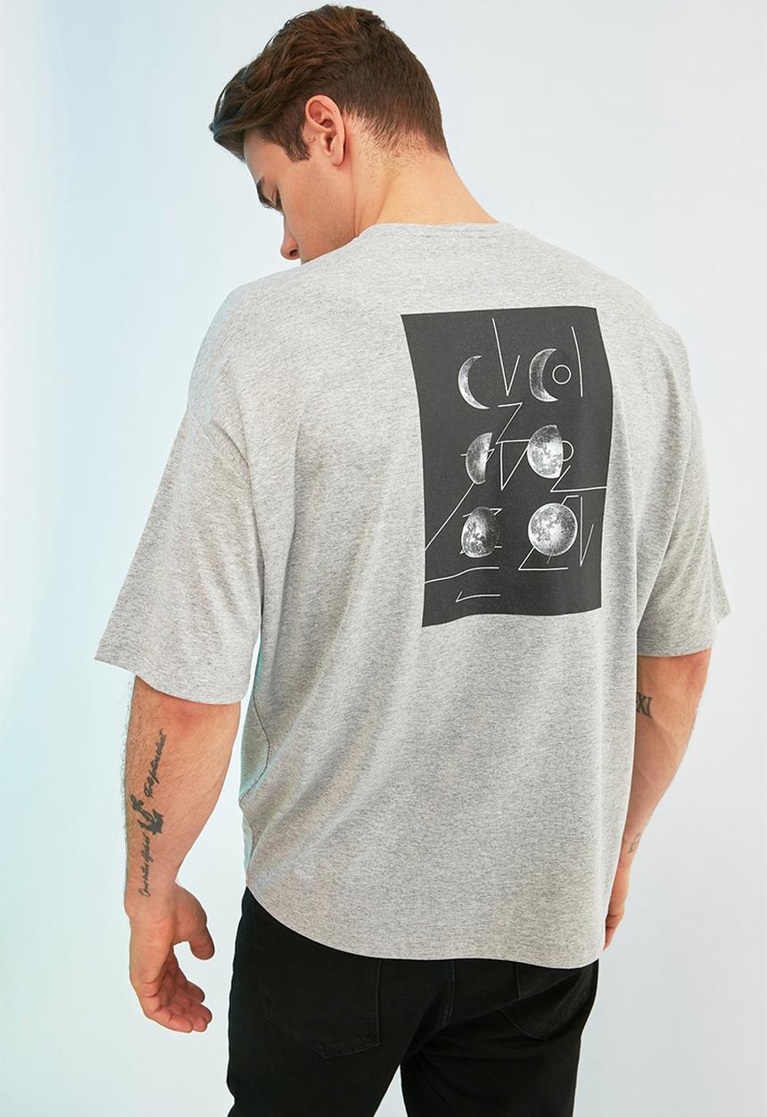 Trendyol - Moon back print short sleeve tee - grey