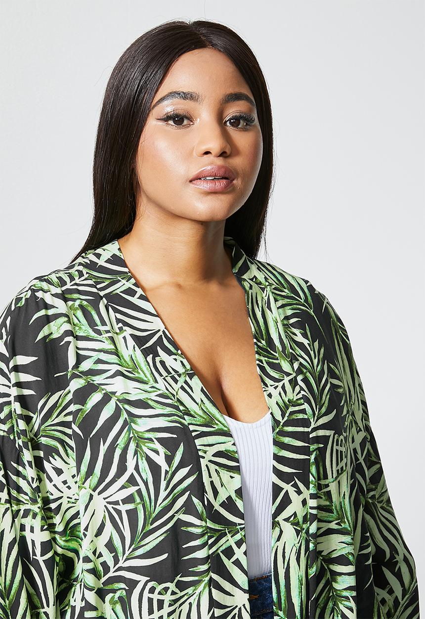 Superbalist - Longer length shacket - green & black 