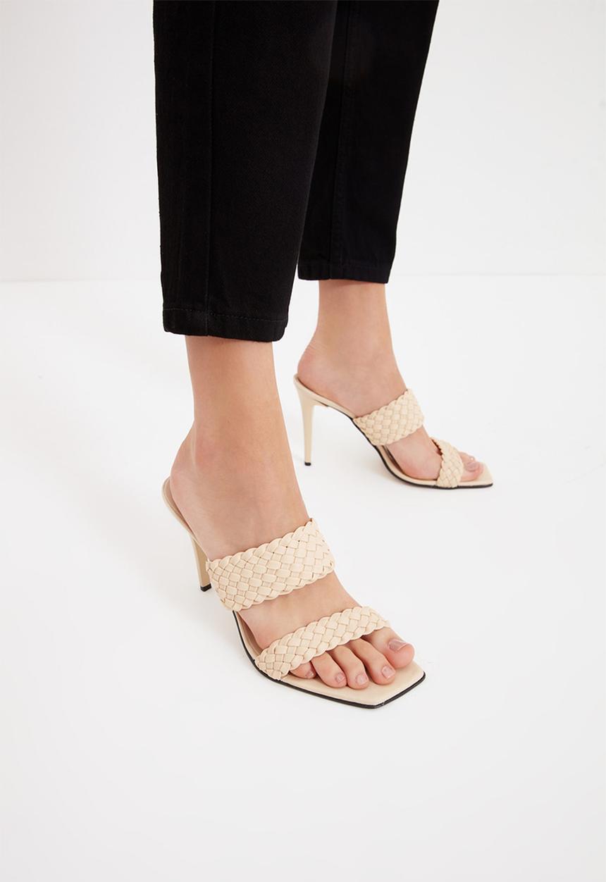Trendyol - Braided stiletto heel mule - beige