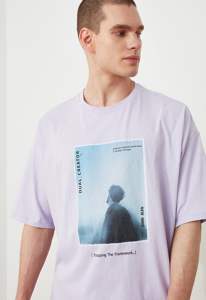 Trendyol - Charlie chest print short sleeve tee - lilac