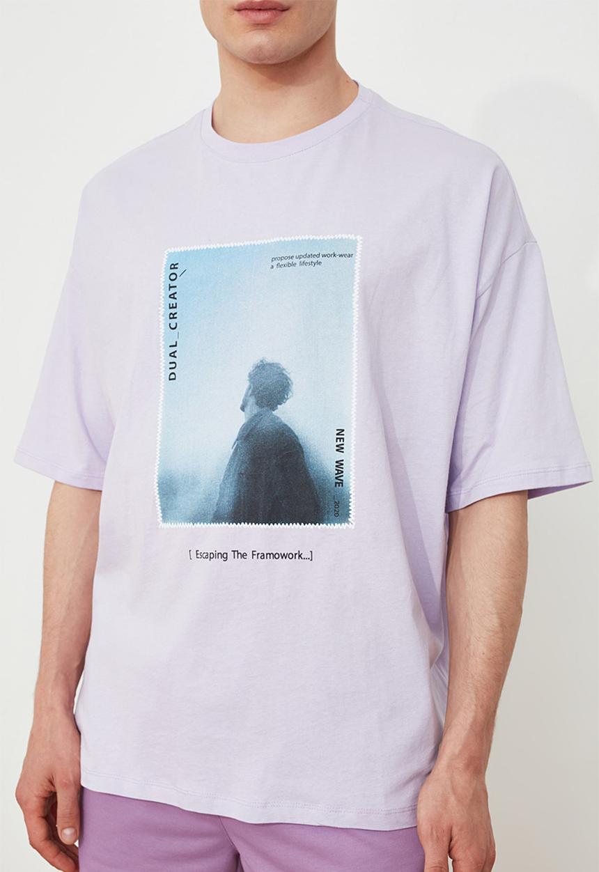 Trendyol - Charlie chest print short sleeve tee - lilac