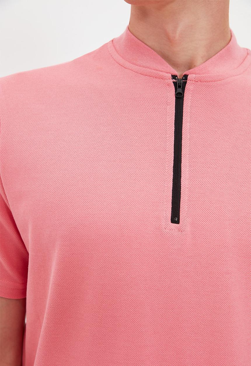 Trendyol - Quarter zip short sleeve tee - rose
