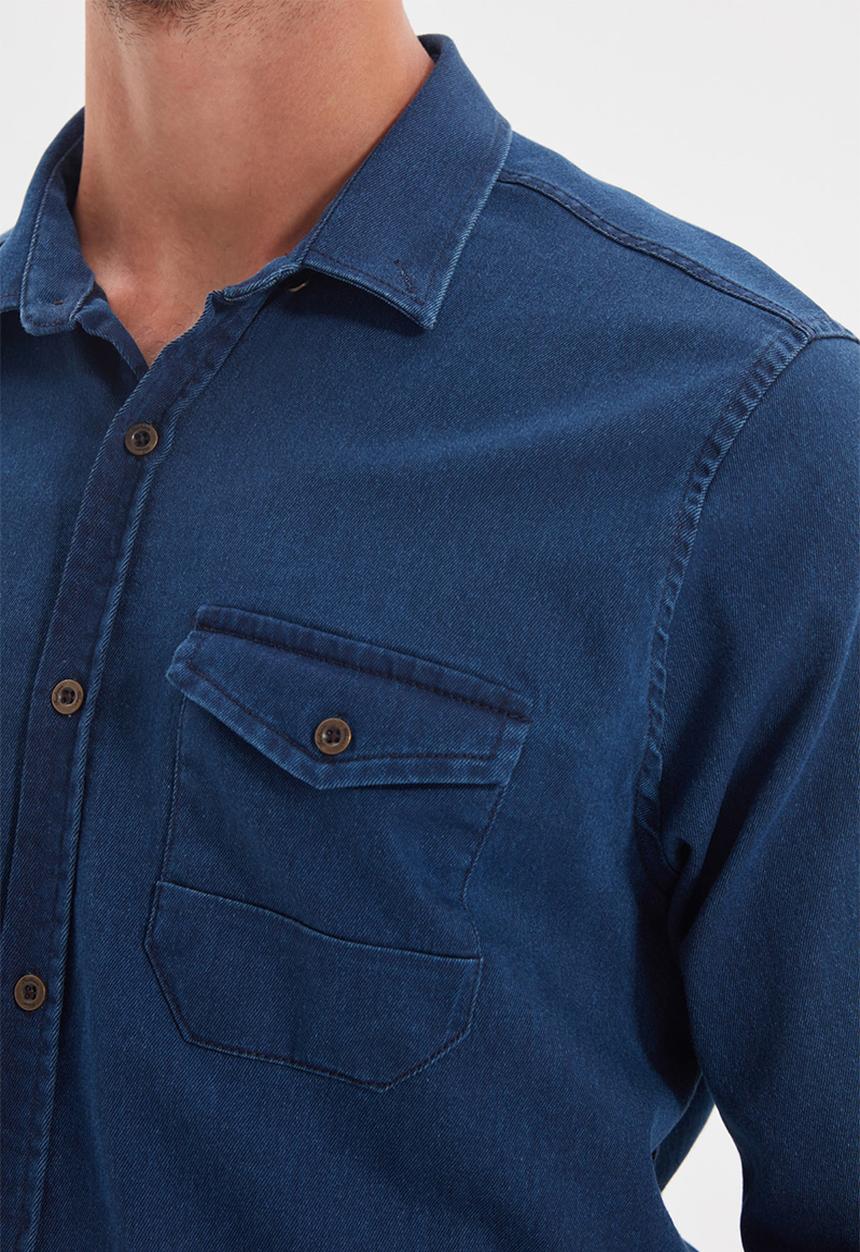 Trendyol - Double pocket long sleeve shirt - indigo