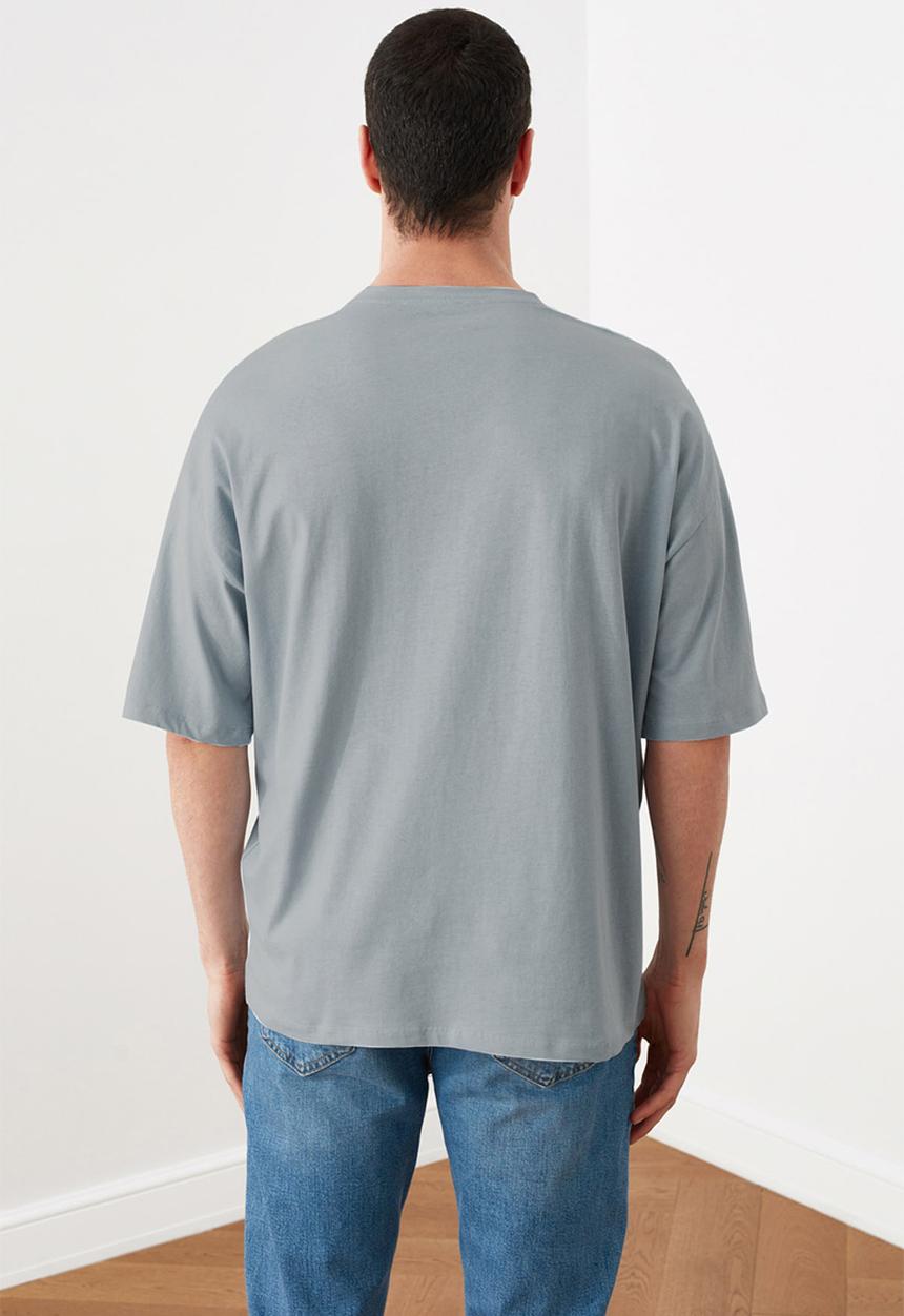 Trendyol - Charlie chest print short sleeve tee - blue