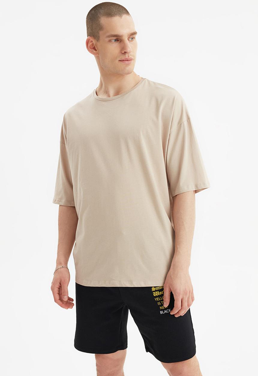 Trendyol - Life is better printed short sleeve tee - stone