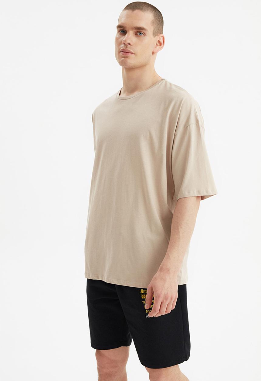 Trendyol - Life is better printed short sleeve tee - stone