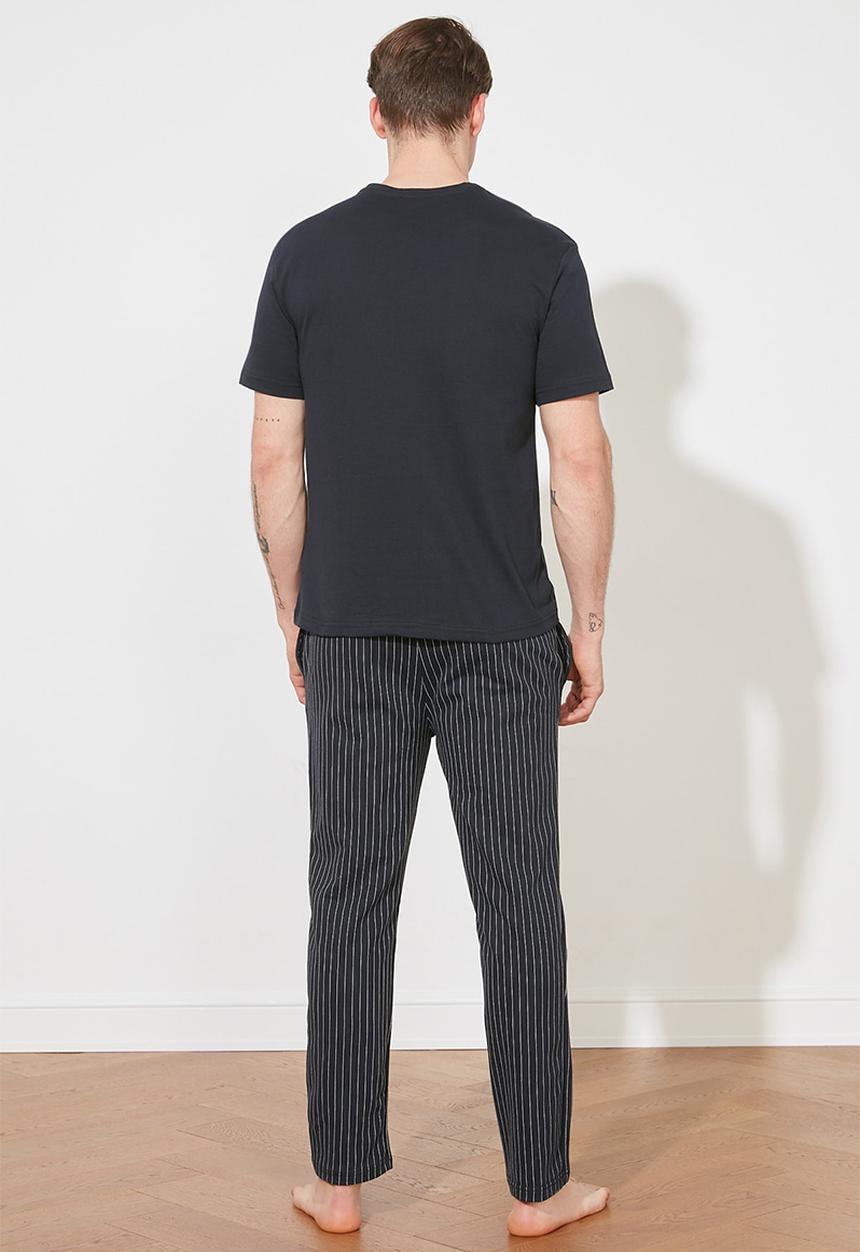 Trendyol - Short sleeve printed top & pants sleep set - navy