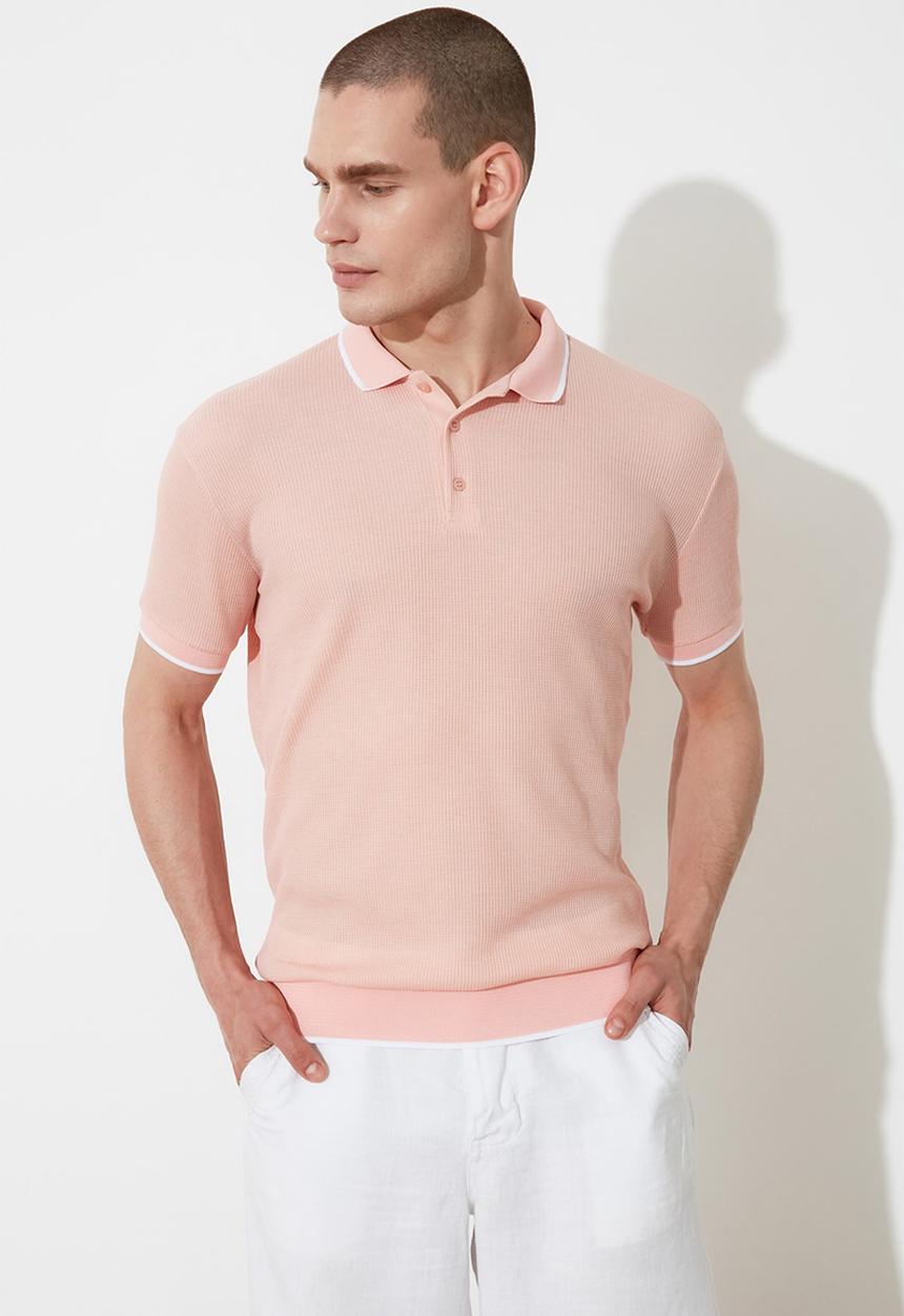 Trendyol - Tipped collar short sleeve golfer - salmon