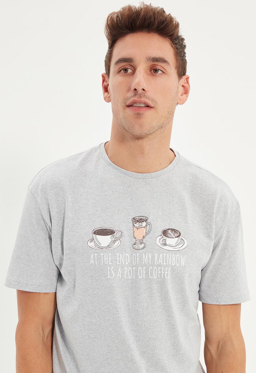 Trendyol - Short sleeve printed top & pants sleep set - grey
