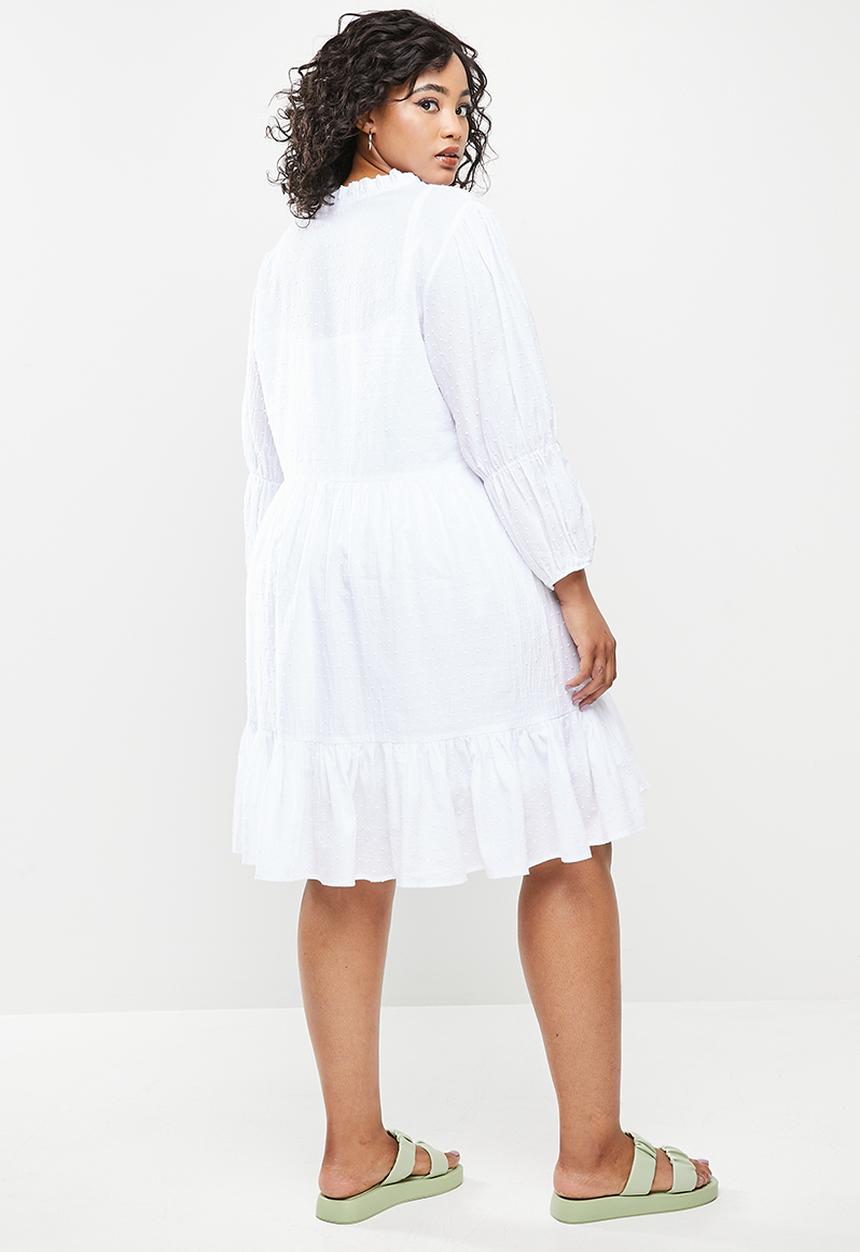 Blake - Dobby tiered mini dress - white
