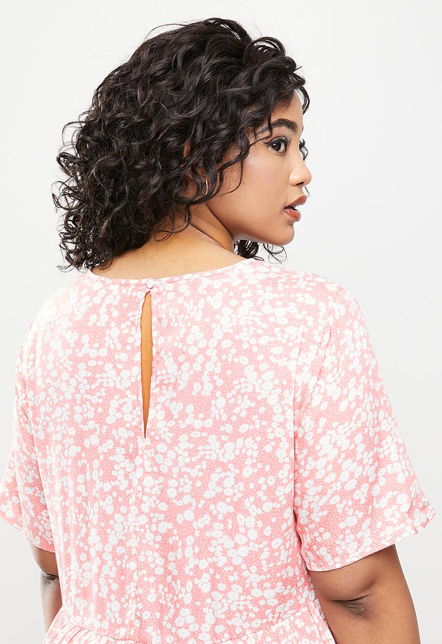 Blake - Babydoll mini dress - pink & white