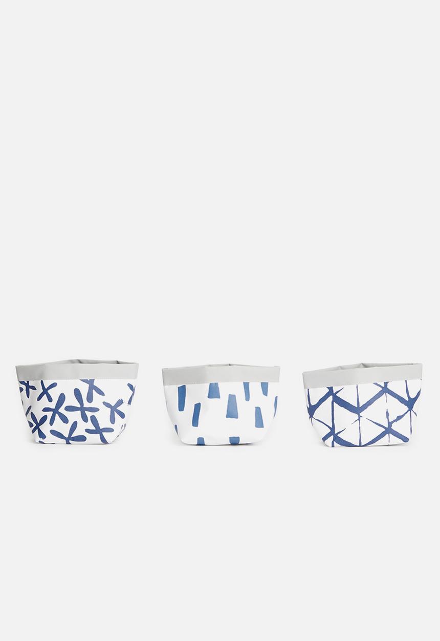 Inspired Vision Studios - Mermista set of 3 succulent canvas planters - shibori blue