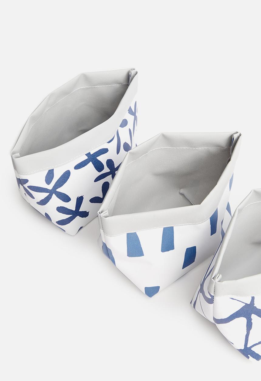 Inspired Vision Studios - Mermista set of 3 succulent canvas planters - shibori blue