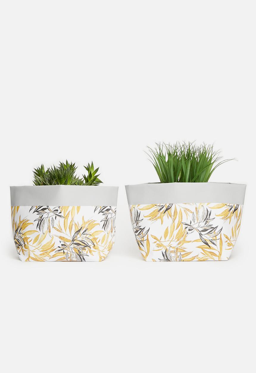 Inspired Vision Studios - Sierra set of 2 canvas planters - mustard