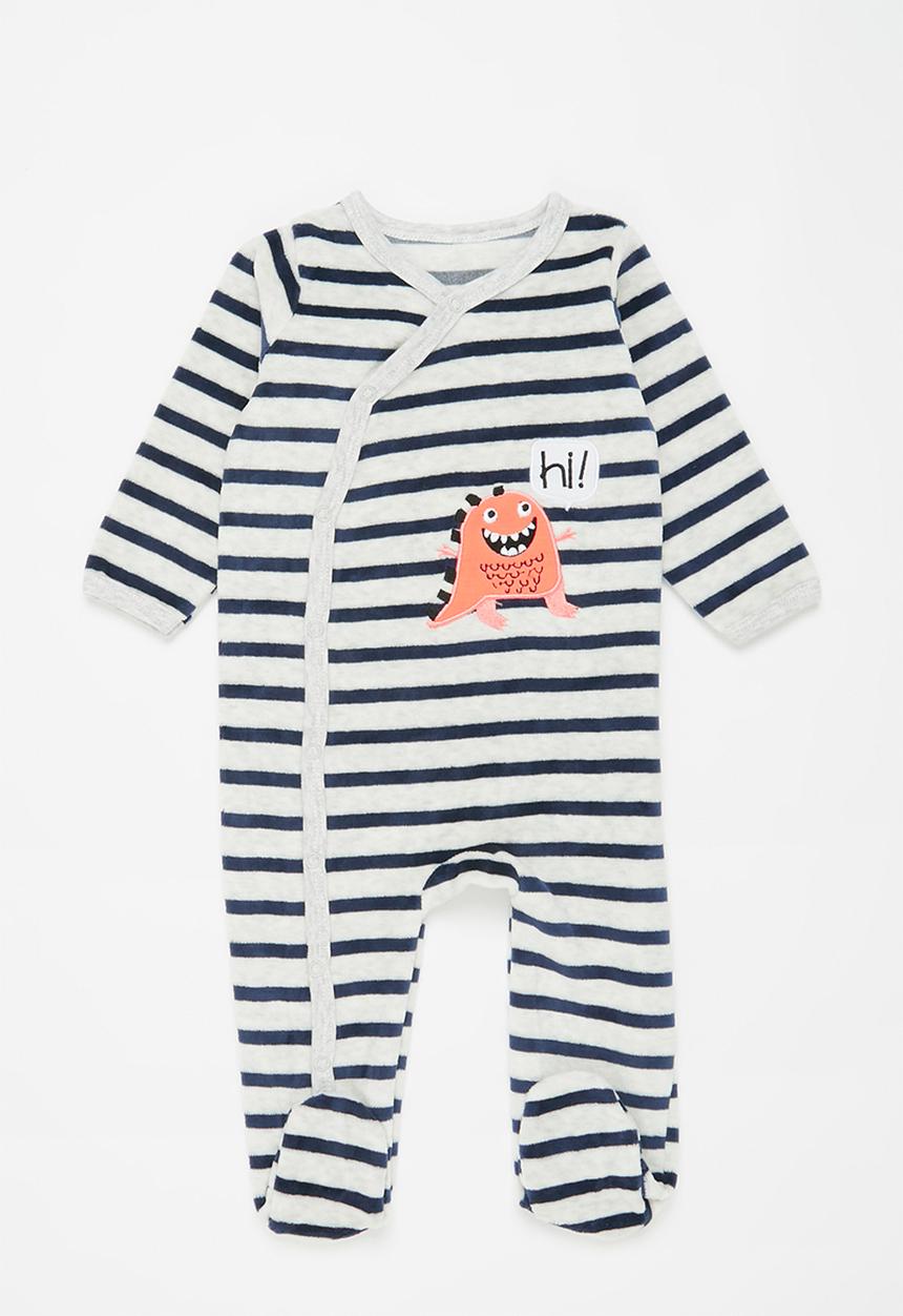 Pop Candy - Velvet sleepsuit - black & white