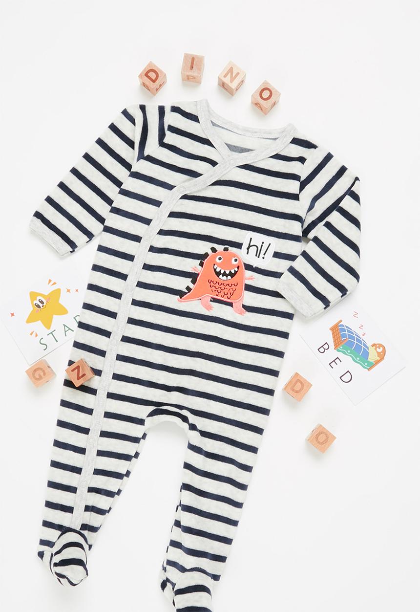 Pop Candy - Velvet sleepsuit - black & white