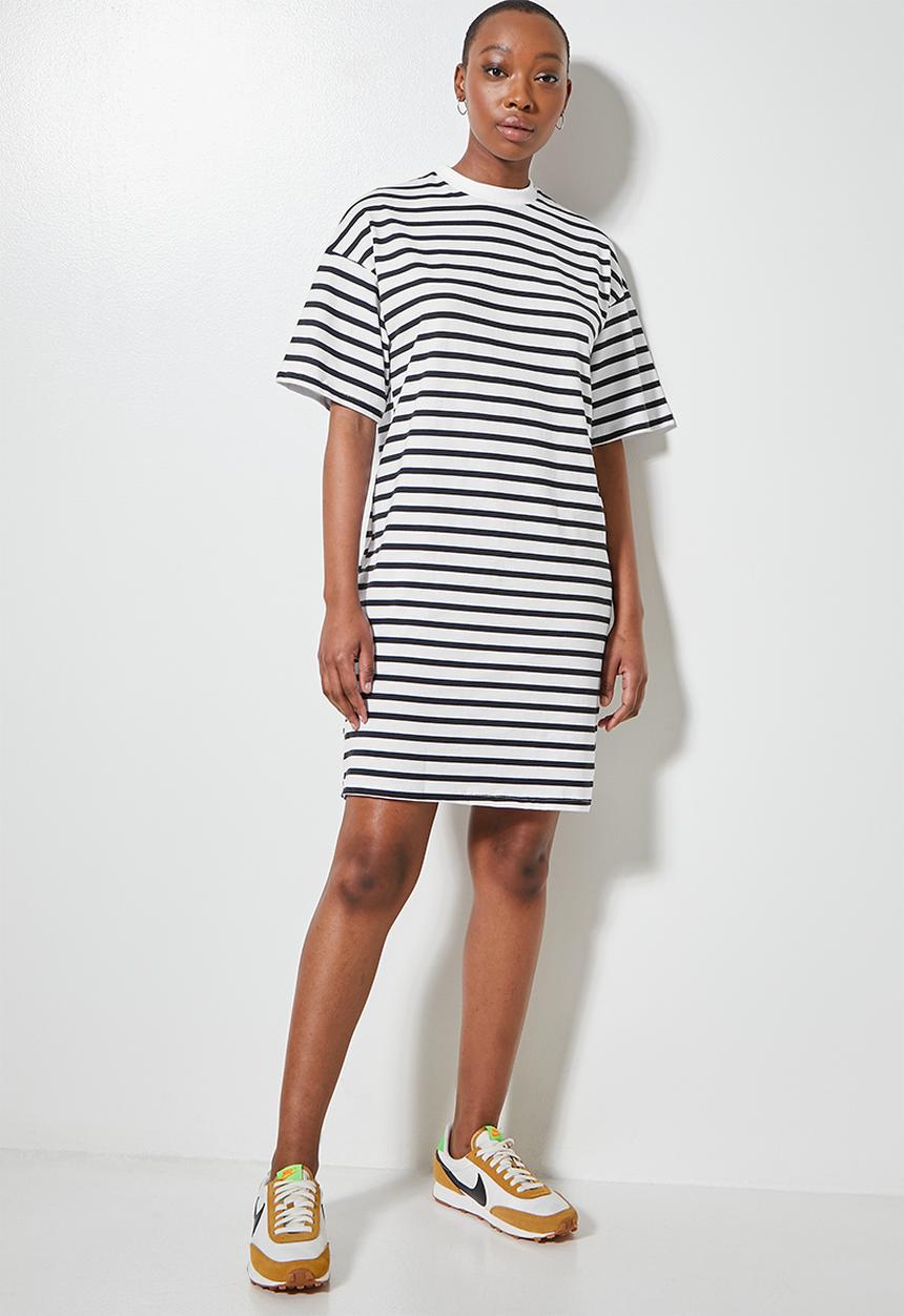 Superbalist - Oversize mini T-shirt dress - white with black stripe