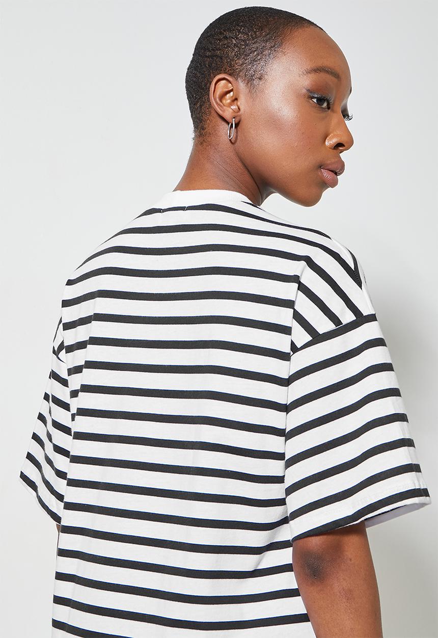 Superbalist - Oversize mini T-shirt dress - white with black stripe