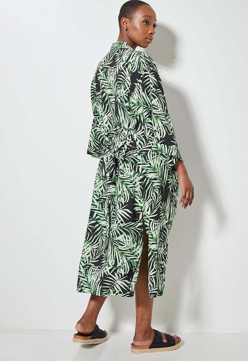 Superbalist - Longer length shacket - dark base palm