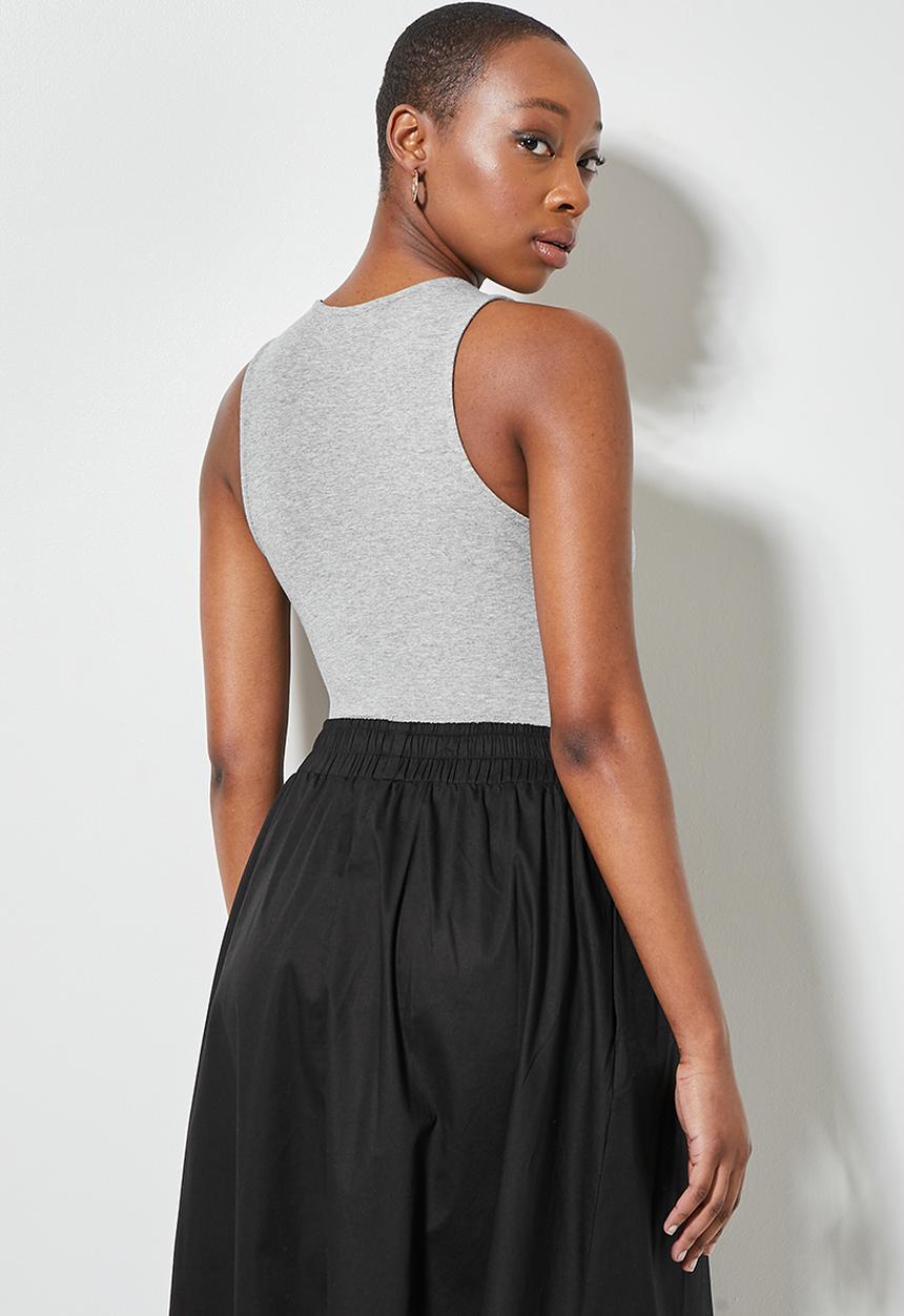 Superbalist - 2 pack high neck cutaway bodysuit - white & grey