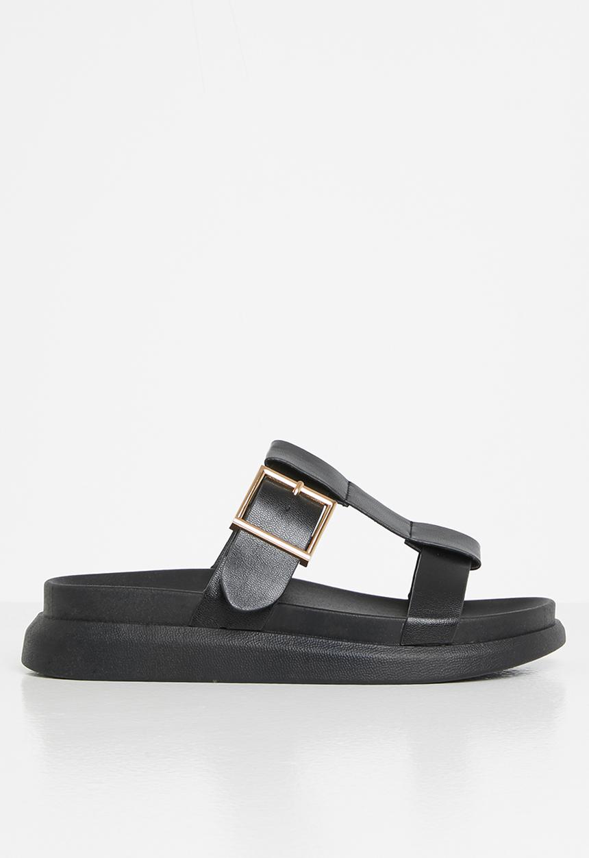 Plum - Tulsa chunky big buckle slide - black