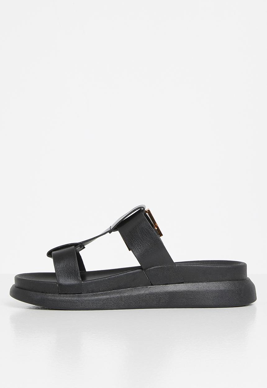 Plum - Tulsa chunky big buckle slide - black