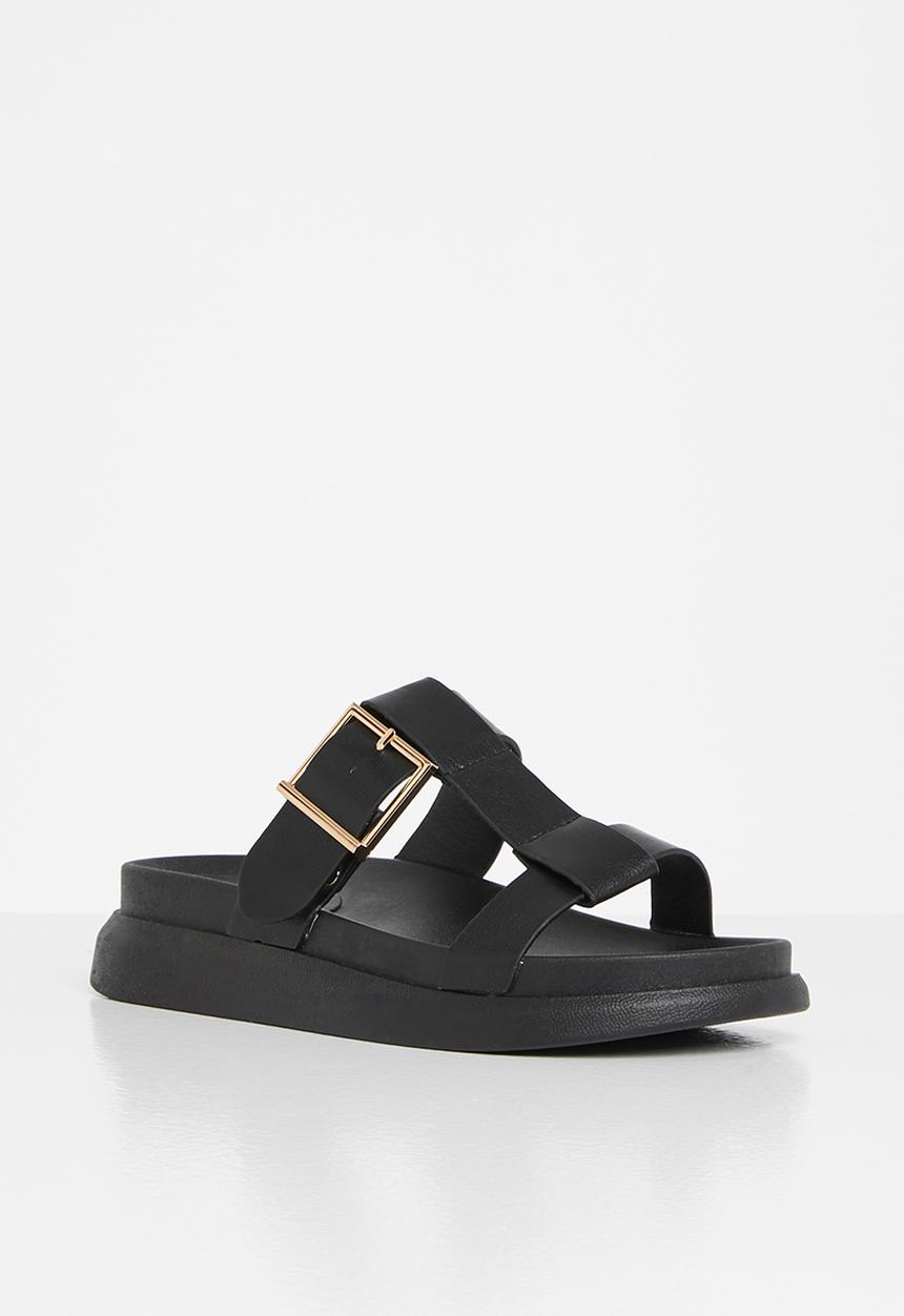 Plum - Tulsa chunky big buckle slide - black