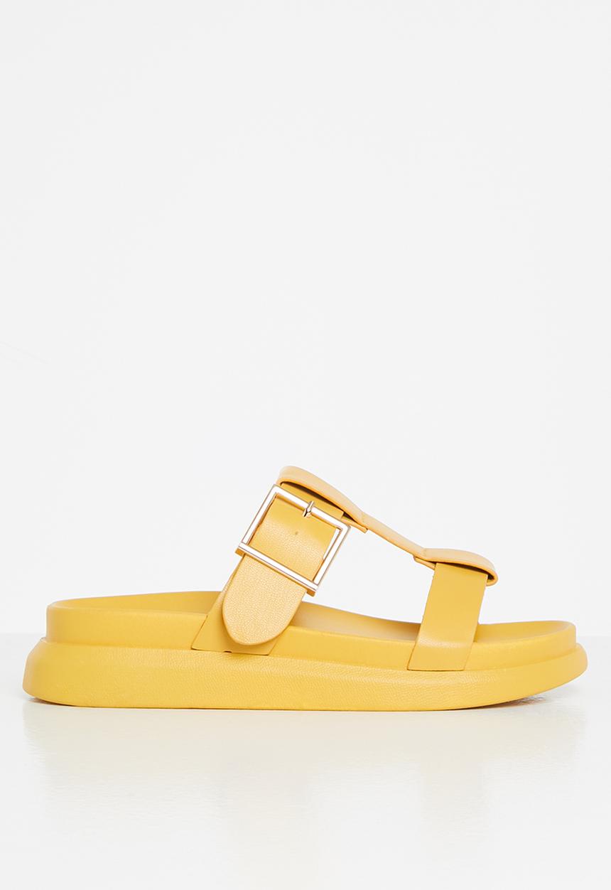 Plum - Tulsa chunky big buckle slide - mustard