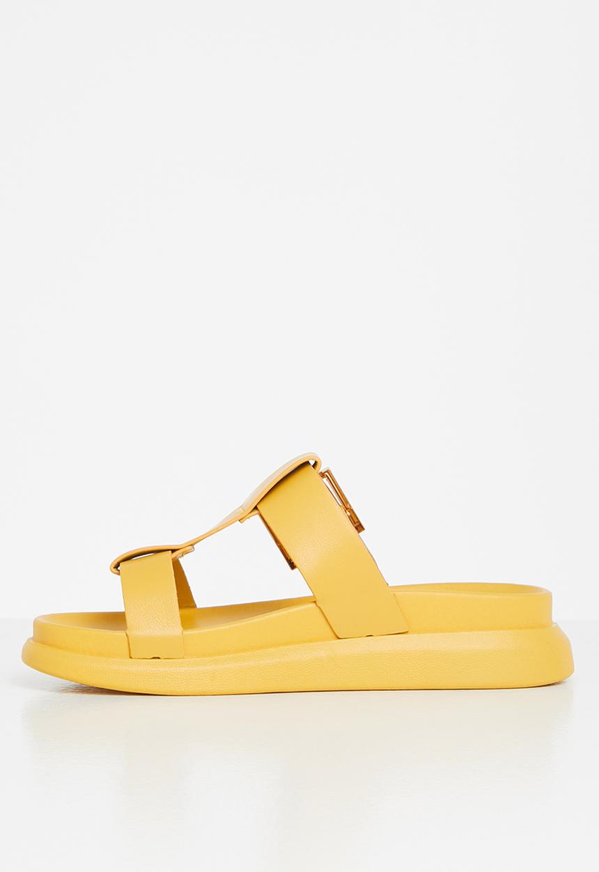 Plum - Tulsa chunky big buckle slide - mustard