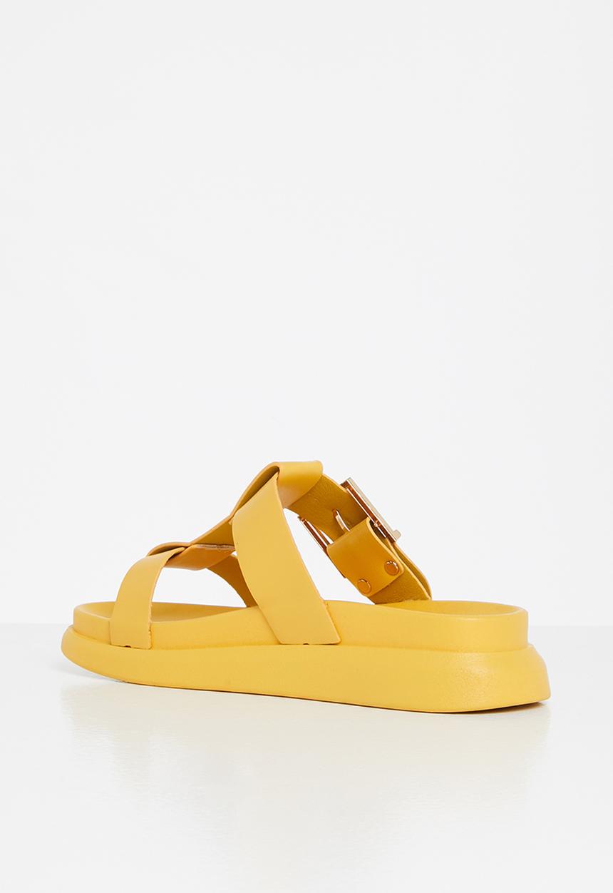 Plum - Tulsa chunky big buckle slide - mustard