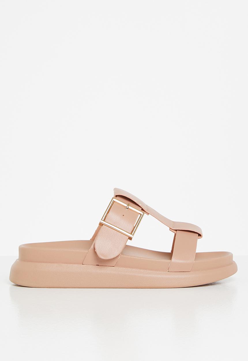 Plum - Tulsa chunky big buckle slide - blush pink