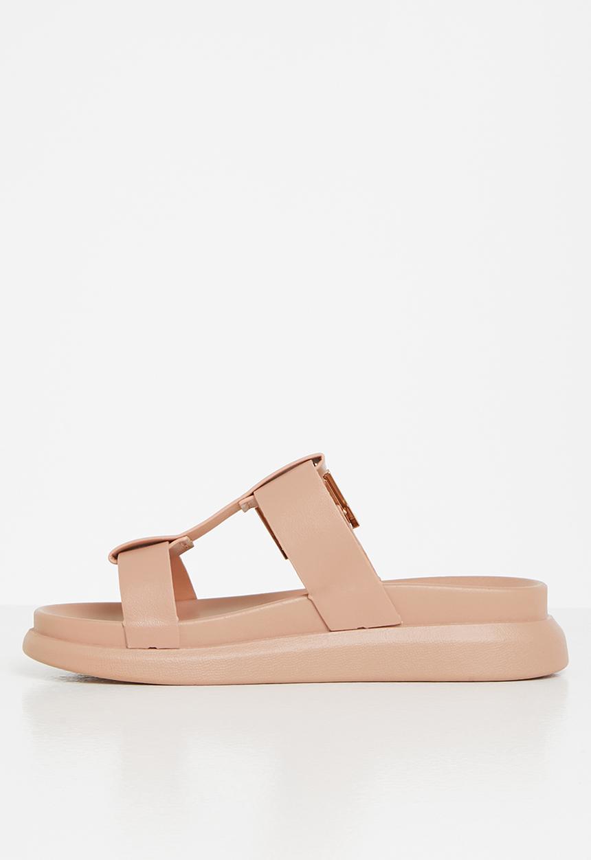 Plum - Tulsa chunky big buckle slide - blush pink