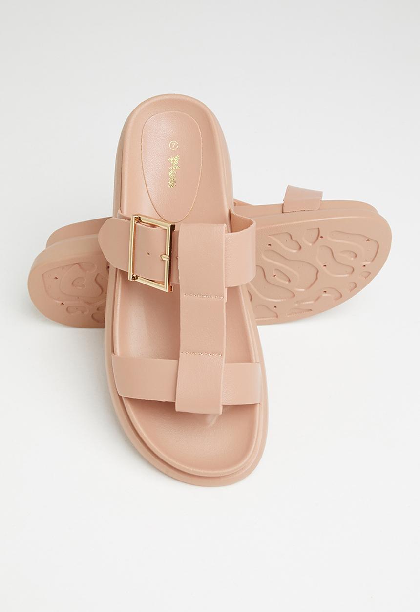 Plum - Tulsa chunky big buckle slide - blush pink