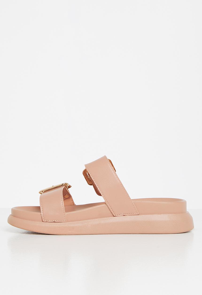 Plum - Kaylee double strap big buckle slide - pink