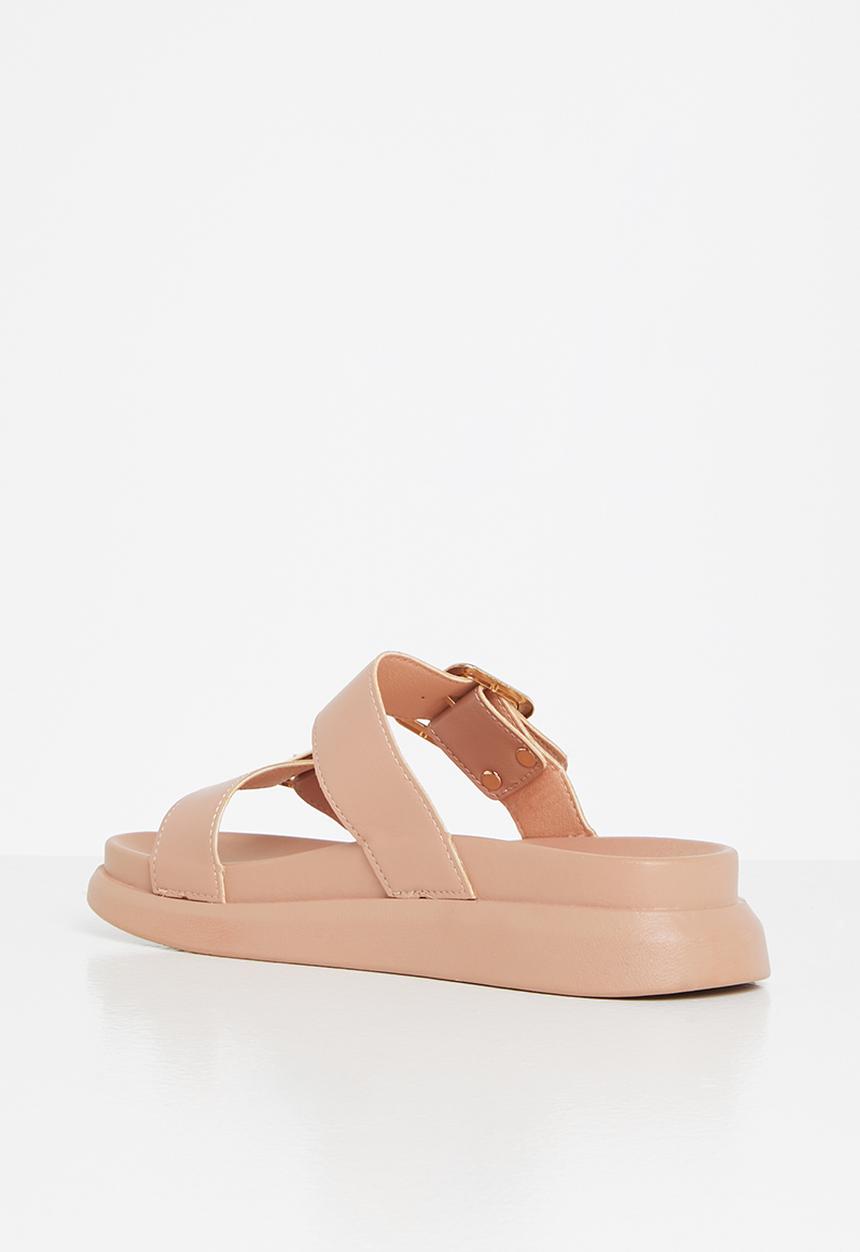 Plum - Kaylee double strap big buckle slide - pink