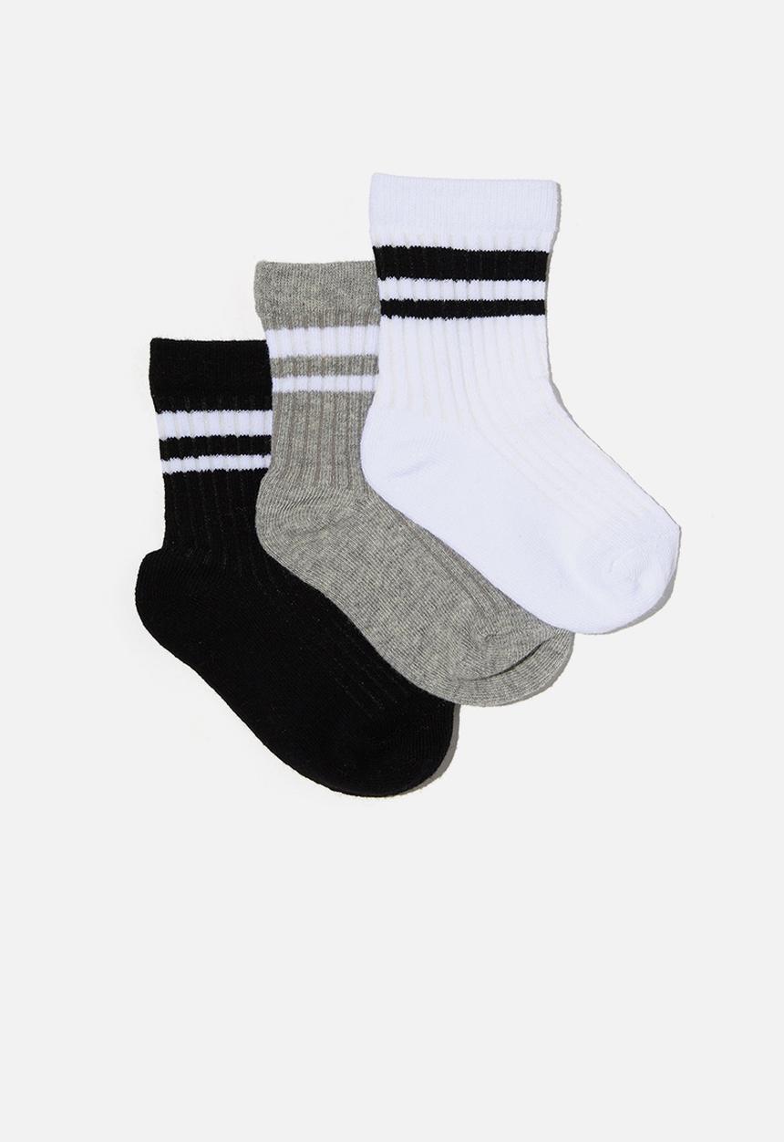 Cotton On - Kids 3pk crew socks - phantom retro