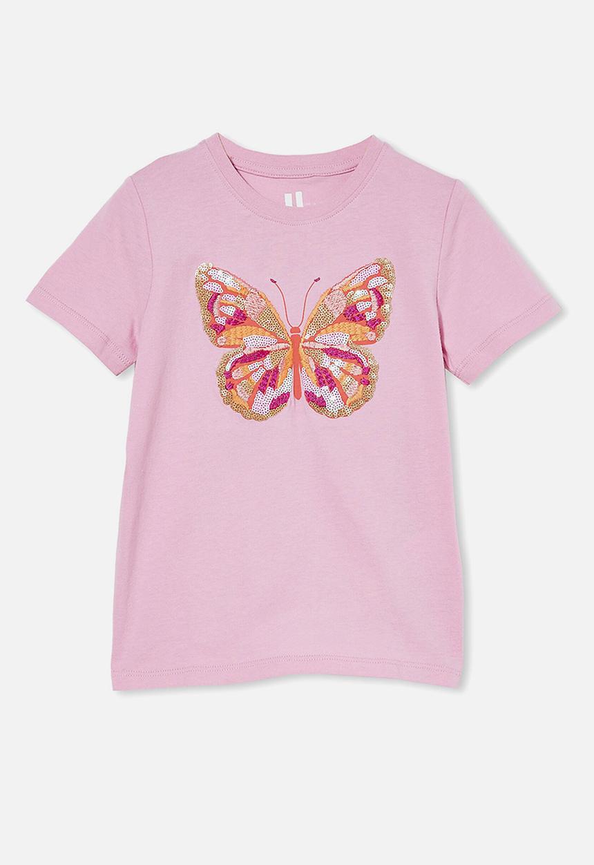 Cotton On - Stevie short sleeve embellished tee - orchid haze/ butterfly