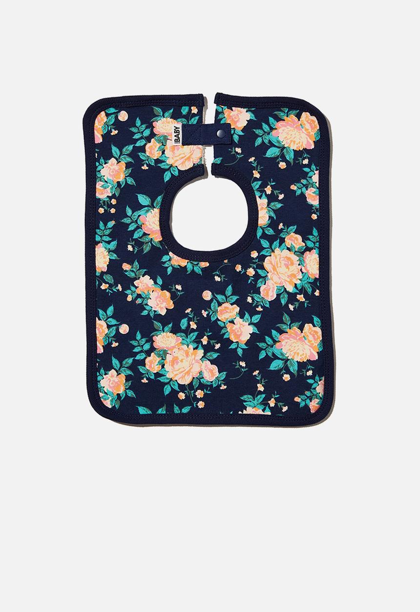 Cotton On - The square bib - indigo/retro coral whitby floral
