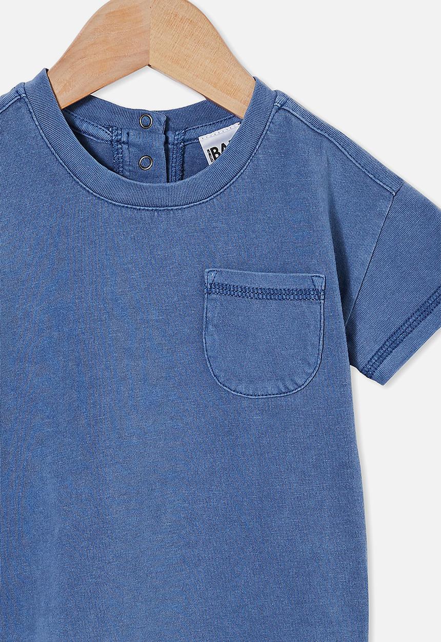 Cotton On - Alfie drop shoulder tee - petty blue wash