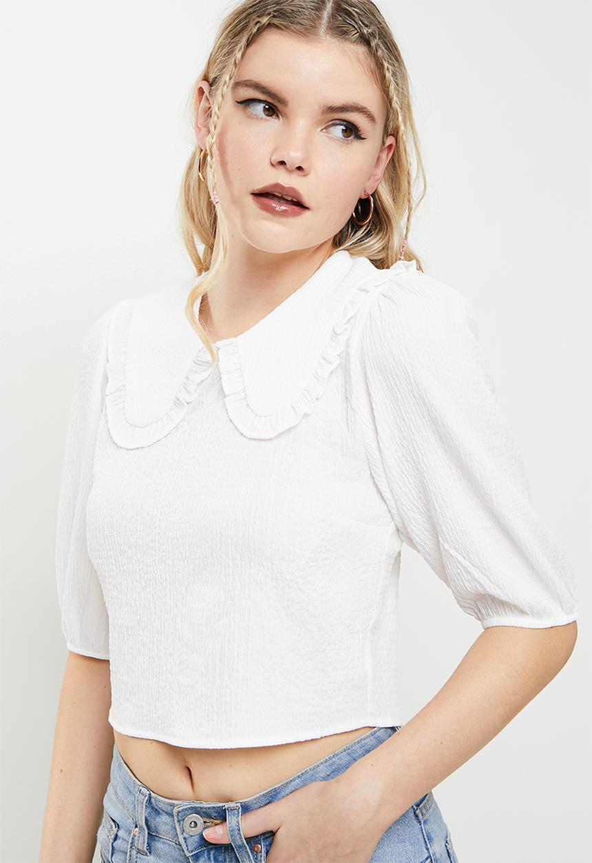 Blake - Peterpan cropped blouse - white