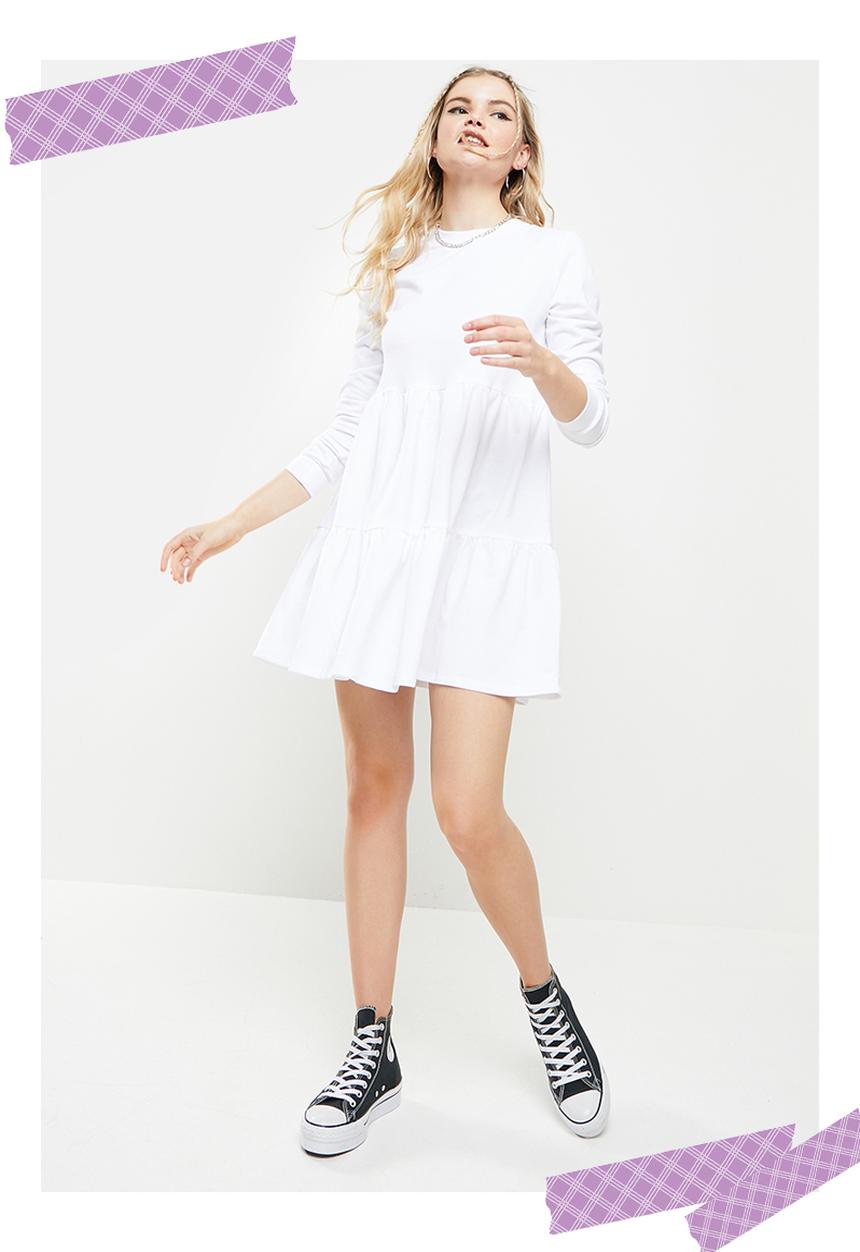 Blake - Tiered mini dress - white 